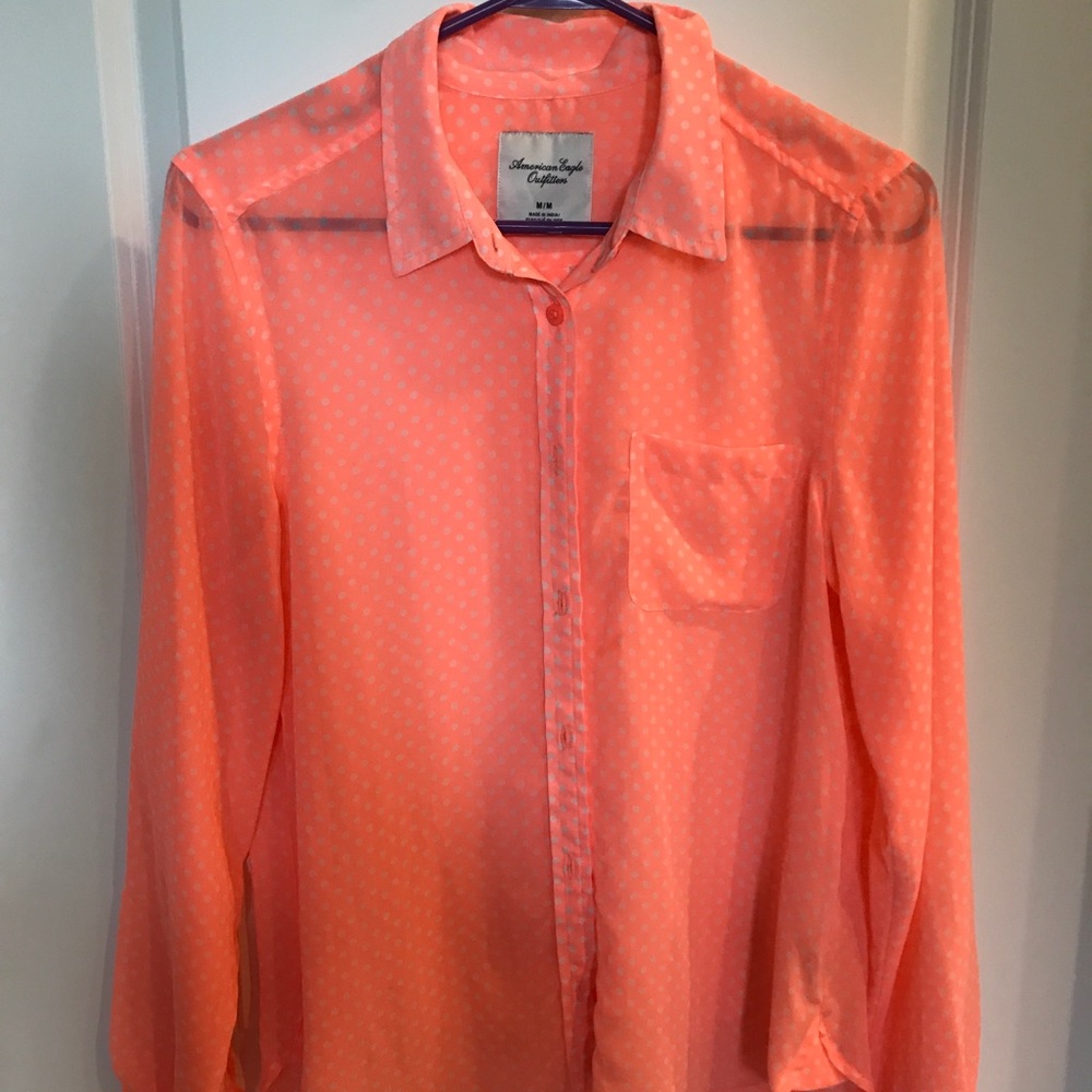 Polka dot button down blouse